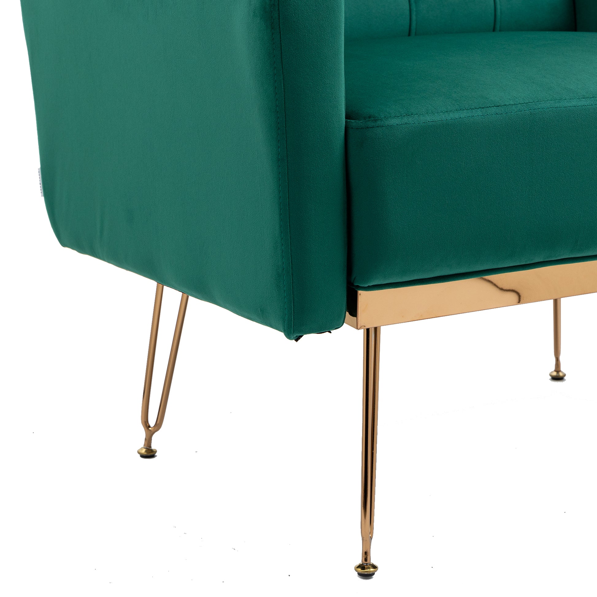 Coolmore Velvet Armchair Single Sofa Modern Tufted Upholstered Side Reading Chairs With Arm And Gold Metal Leg For Living Room Bedroom Green Green Foam Velvet