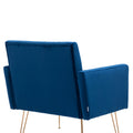 Coolmore Velvet Armchair Single Sofa Modern Tufted Upholstered Side Reading Chairs With Arm And Gold Metal Leg For Living Room Bedroom Navy Navy Foam Velvet
