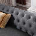 Classic Chesterfield Sofa Dark Grey Faux Leather Dark Grey Foam Technical Leather
