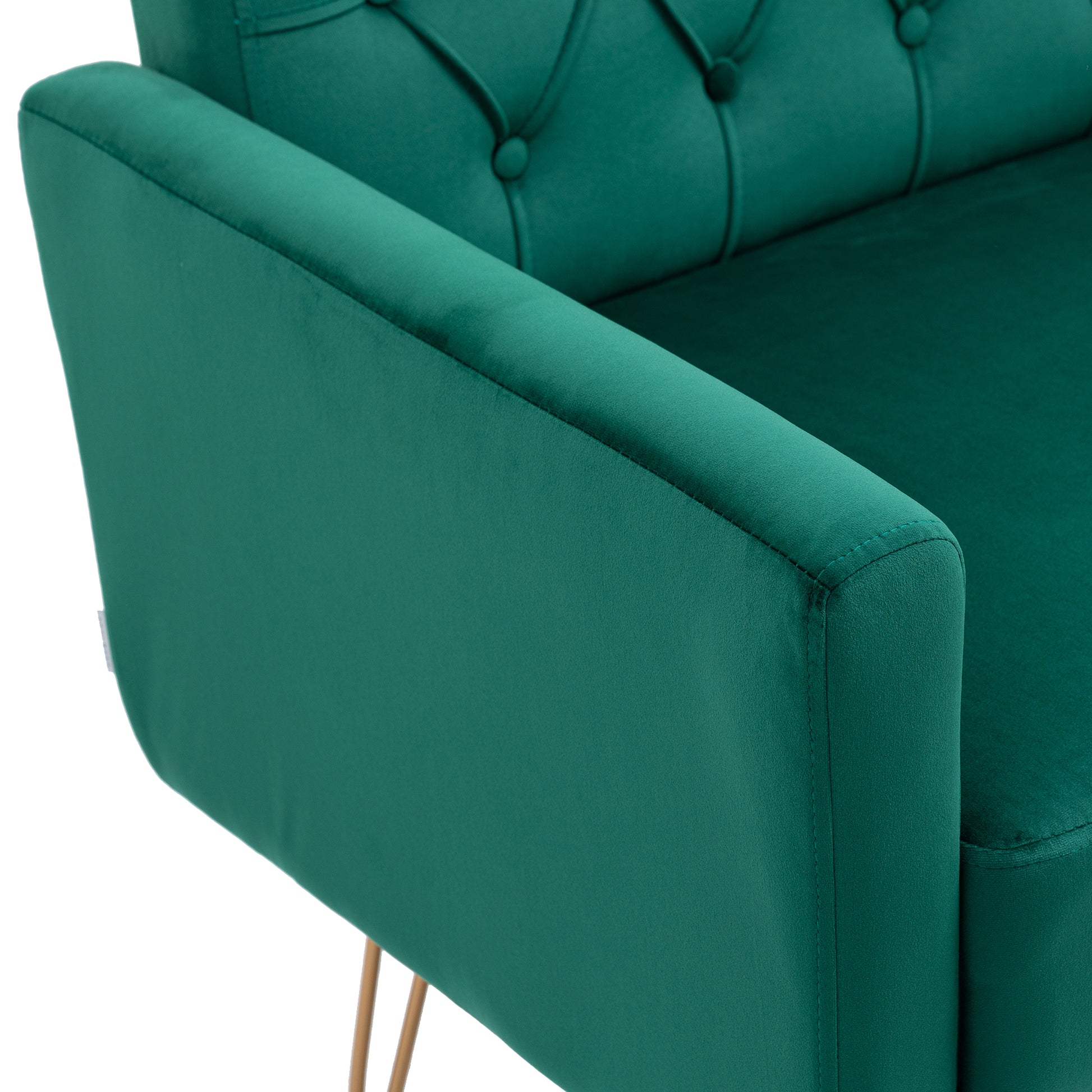 Coolmore Velvet Armchair Single Sofa Modern Tufted Upholstered Side Reading Chairs With Arm And Gold Metal Leg For Living Room Bedroom Green Green Foam Velvet