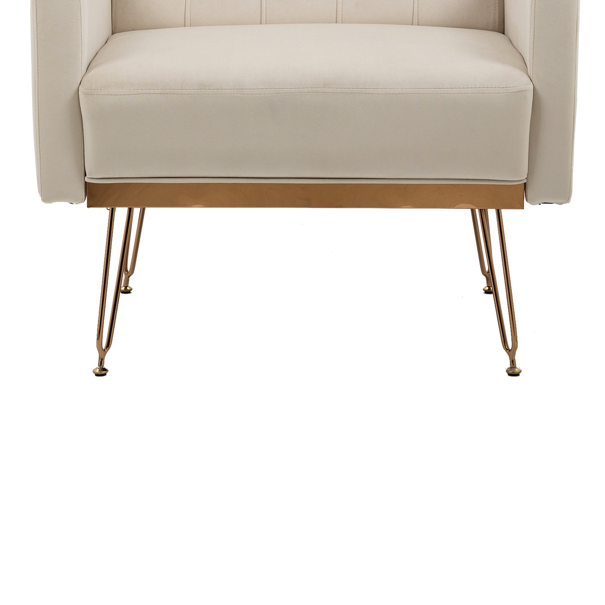 Coolmore Velvet Armchair Single Sofa Modern Tufted Upholstered Side Reading Chairs With Arm And Gold Metal Leg For Living Room Bedroom Beige Beige Foam Velvet