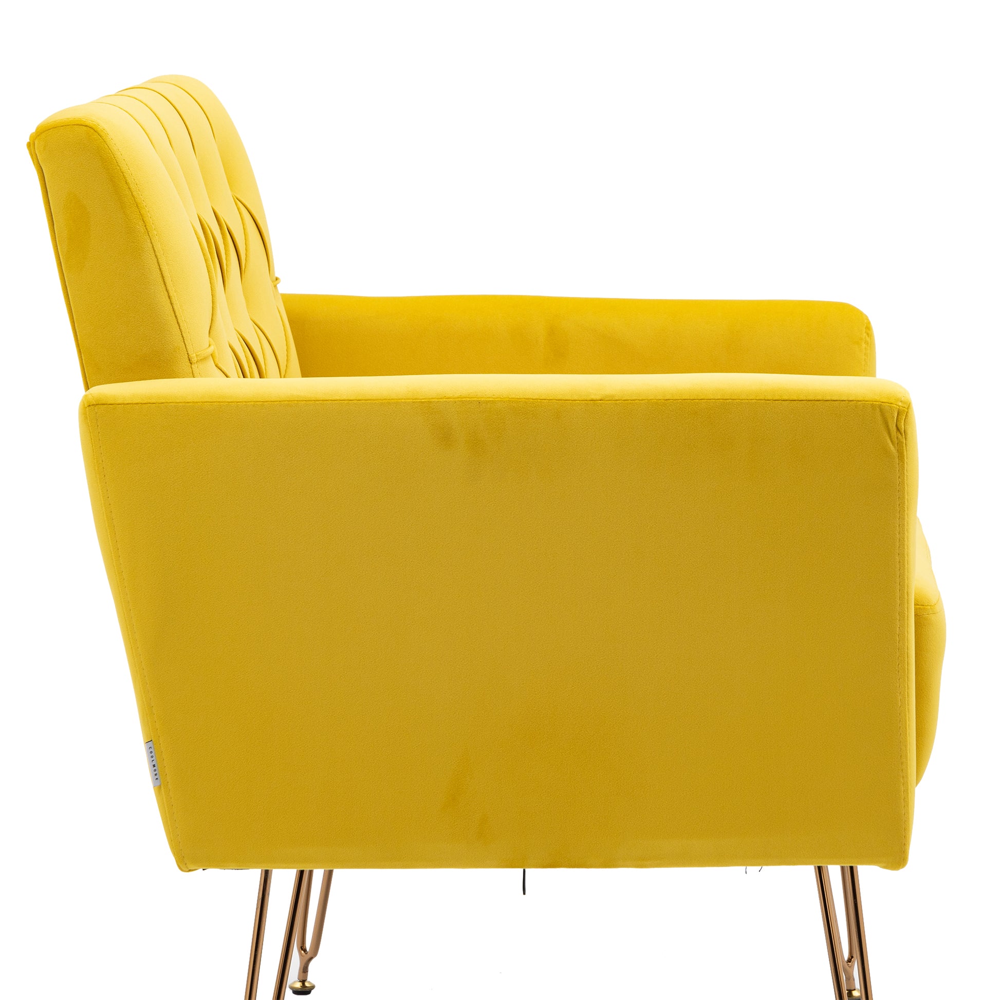 Coolmore Velvet Armchair Single Sofa Modern Tufted Upholstered Side Reading Chairs With Arm And Gold Metal Leg For Living Room Bedroom Mustard Mustard Foam Velvet