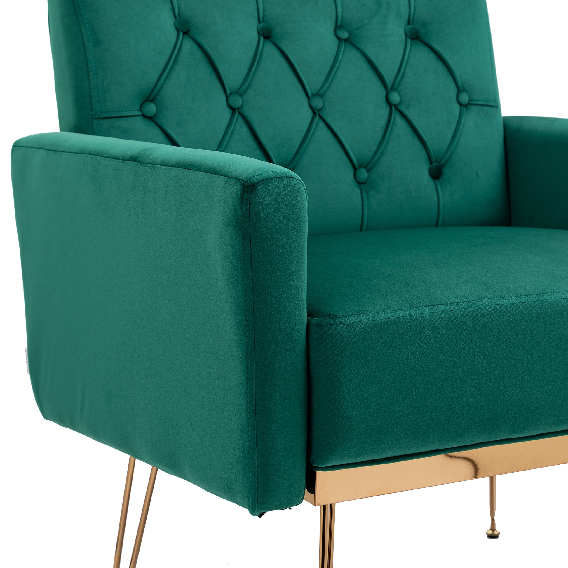 Coolmore Velvet Armchair Single Sofa Modern Tufted Upholstered Side Reading Chairs With Arm And Gold Metal Leg For Living Room Bedroom Green Green Foam Velvet