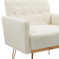 Coolmore Armchair Single Sofa Modern Tufted Upholstered Side Reading Chairs With Arm And Gold Metal Leg For Living Room Bedroom White Teddy White Teddy Foam Teddy