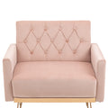 Coolmore Velvet Armchair Single Sofa Modern Tufted Upholstered Side Reading Chairs With Arm And Gold Metal Leg For Living Room Bedroom Pink Pink Foam Velvet