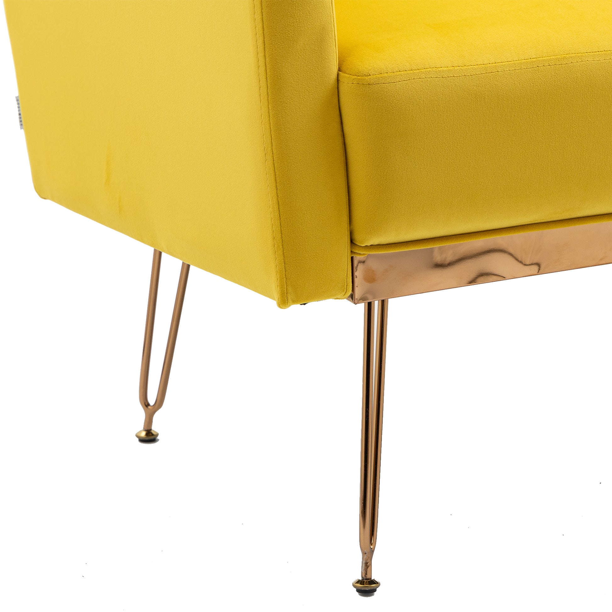 Coolmore Velvet Armchair Single Sofa Modern Tufted Upholstered Side Reading Chairs With Arm And Gold Metal Leg For Living Room Bedroom Mustard Mustard Foam Velvet
