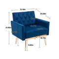 Coolmore Velvet Armchair Single Sofa Modern Tufted Upholstered Side Reading Chairs With Arm And Gold Metal Leg For Living Room Bedroom Navy Navy Foam Velvet