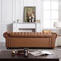 Classic Chesterfield Sofa Brown Faux Leather Brown Foam Technical Leather