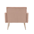 Coolmore Velvet Armchair Single Sofa Modern Tufted Upholstered Side Reading Chairs With Arm And Gold Metal Leg For Living Room Bedroom Pink Pink Foam Velvet