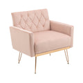 Coolmore Velvet Armchair Single Sofa Modern Tufted Upholstered Side Reading Chairs With Arm And Gold Metal Leg For Living Room Bedroom Pink Pink Foam Velvet