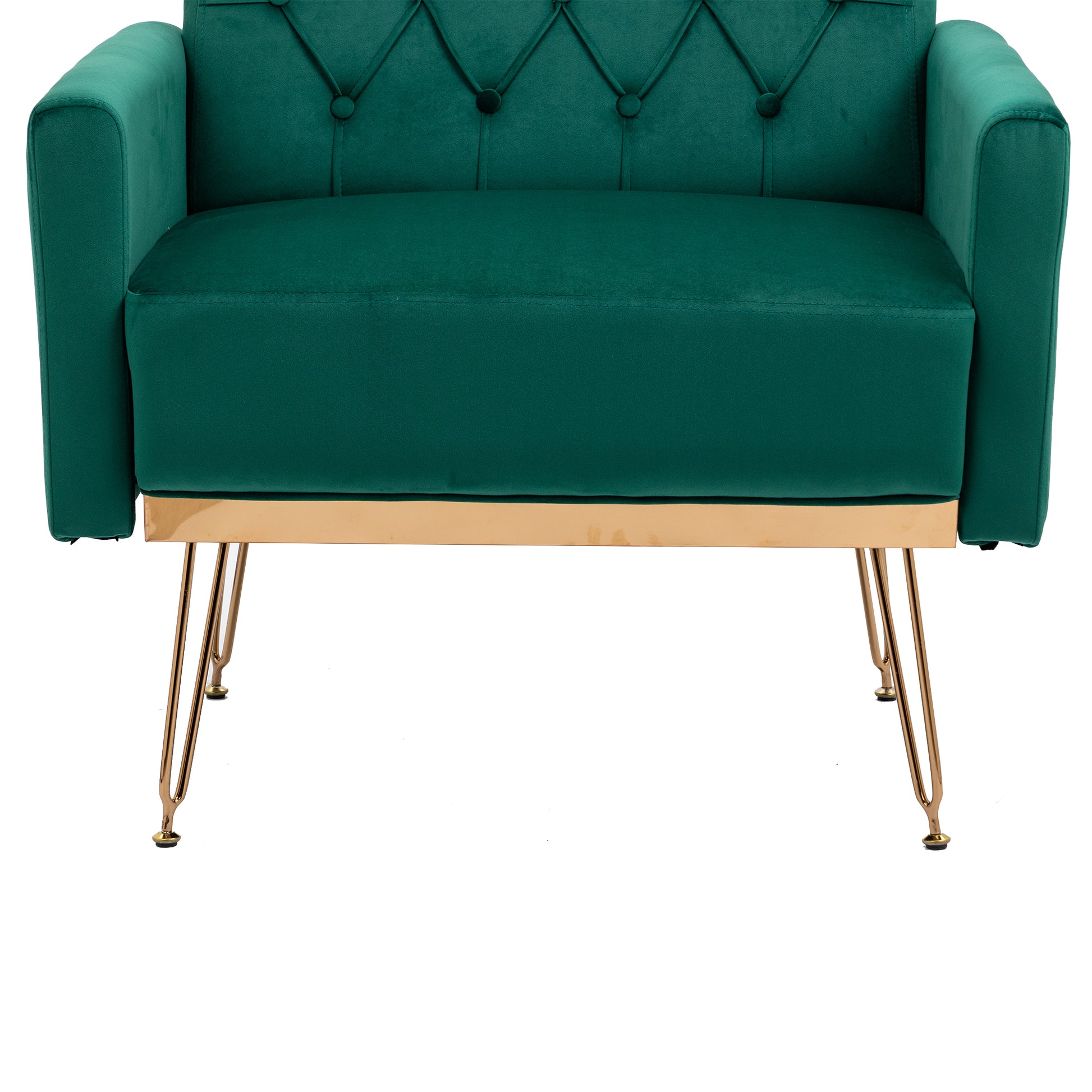 Coolmore Velvet Armchair Single Sofa Modern Tufted Upholstered Side Reading Chairs With Arm And Gold Metal Leg For Living Room Bedroom Green Green Foam Velvet