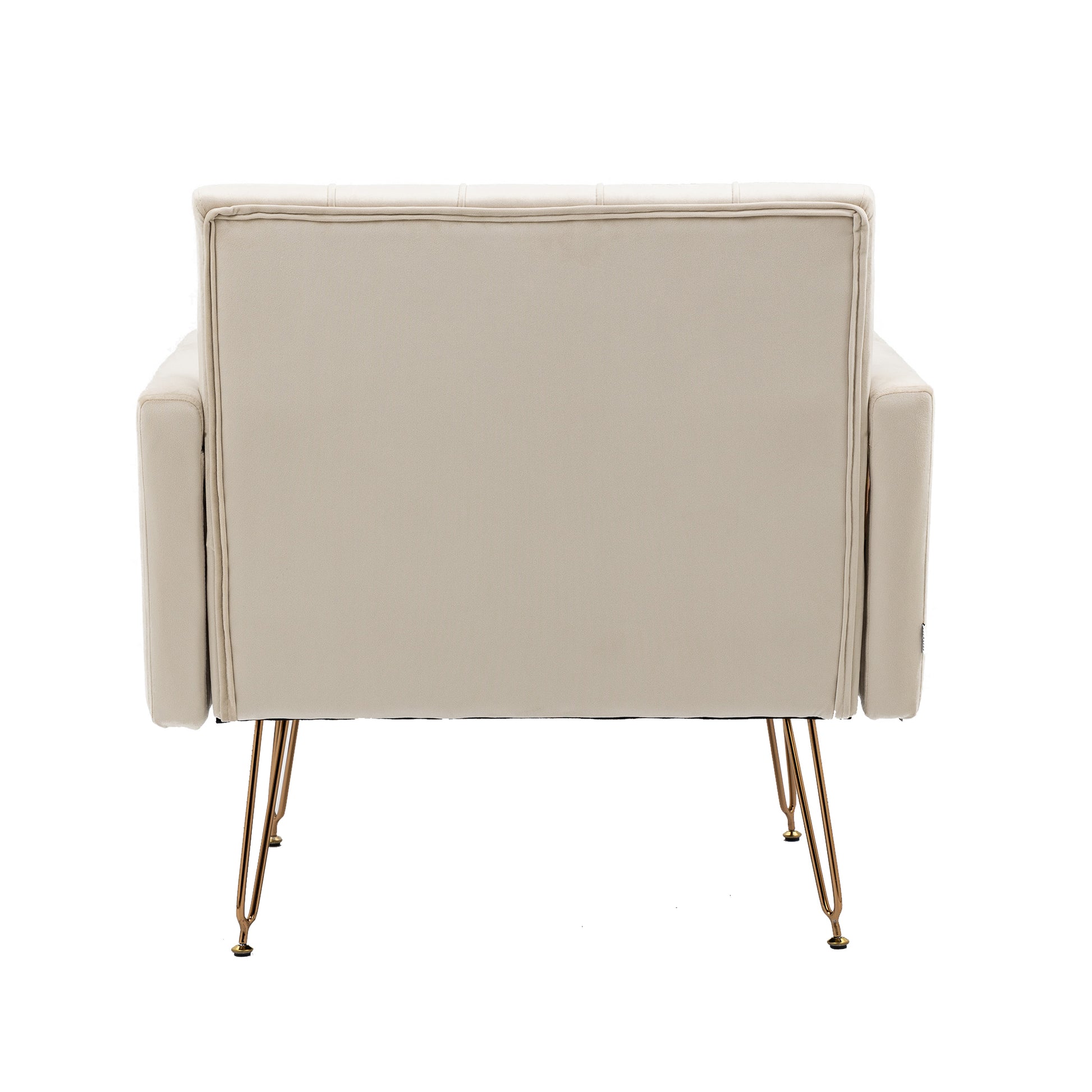 Coolmore Velvet Armchair Single Sofa Modern Tufted Upholstered Side Reading Chairs With Arm And Gold Metal Leg For Living Room Bedroom Beige Beige Foam Velvet