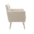 Coolmore Velvet Armchair Single Sofa Modern Tufted Upholstered Side Reading Chairs With Arm And Gold Metal Leg For Living Room Bedroom Beige Beige Foam Velvet