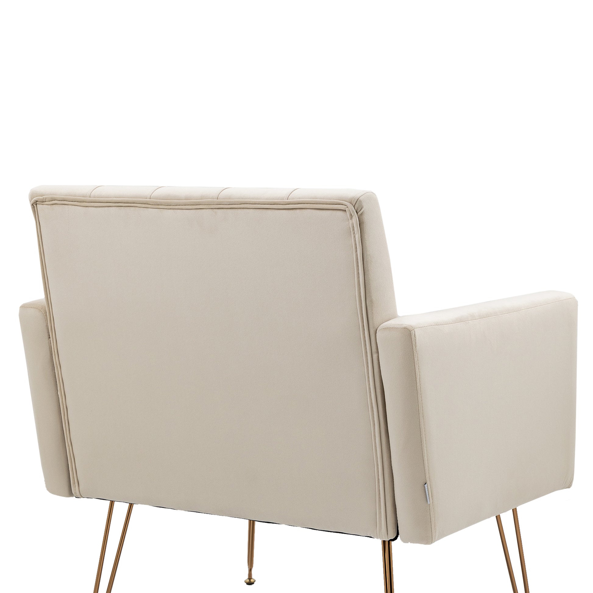 Coolmore Velvet Armchair Single Sofa Modern Tufted Upholstered Side Reading Chairs With Arm And Gold Metal Leg For Living Room Bedroom Beige Beige Foam Velvet