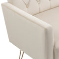 Coolmore Velvet Armchair Single Sofa Modern Tufted Upholstered Side Reading Chairs With Arm And Gold Metal Leg For Living Room Bedroom Beige Beige Foam Velvet