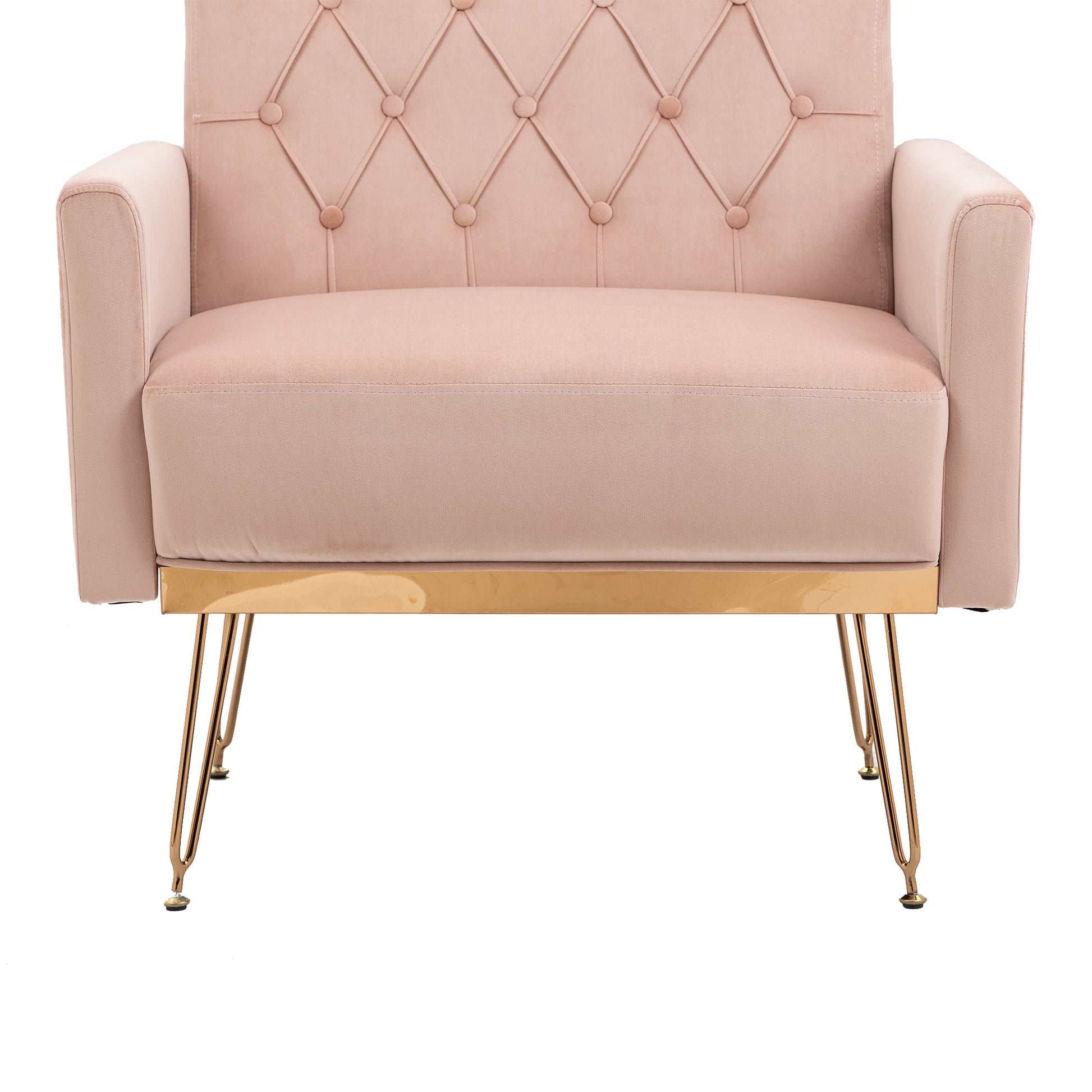 Coolmore Velvet Armchair Single Sofa Modern Tufted Upholstered Side Reading Chairs With Arm And Gold Metal Leg For Living Room Bedroom Pink Pink Foam Velvet