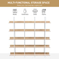 5 Tier Bookcase Home Office Open Bookshelf, Vintage Industrial Style Shelf, Mdf Board, White Metal Frame, Oak White Oak Mdf Steel