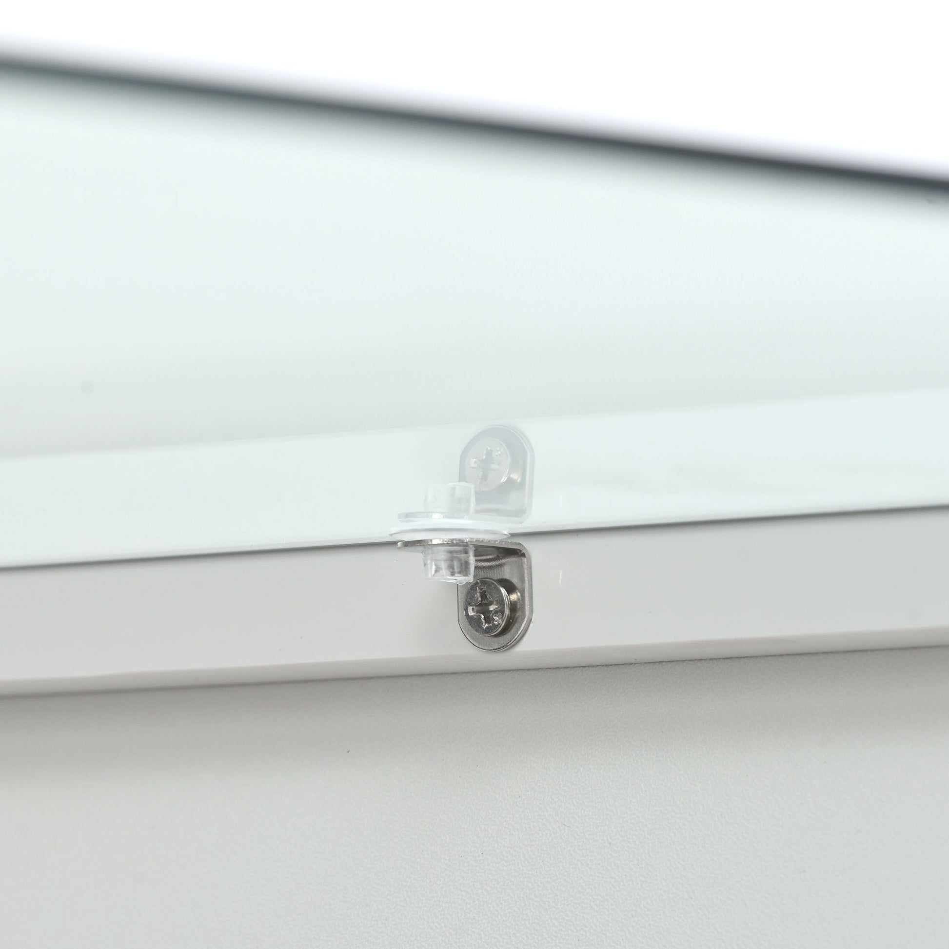 6Mm Glass Top Coffee Table With Open Shelves And Cabinets, Geometric Style Cocktail Table With Great Storage Capacity, Modernist 2 Tier Center Table For Living Room, White White Particle Board