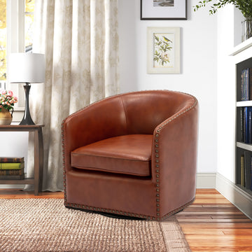 Trenton Swivel Arm Chair Caramel Caramel Foam Pu Leather