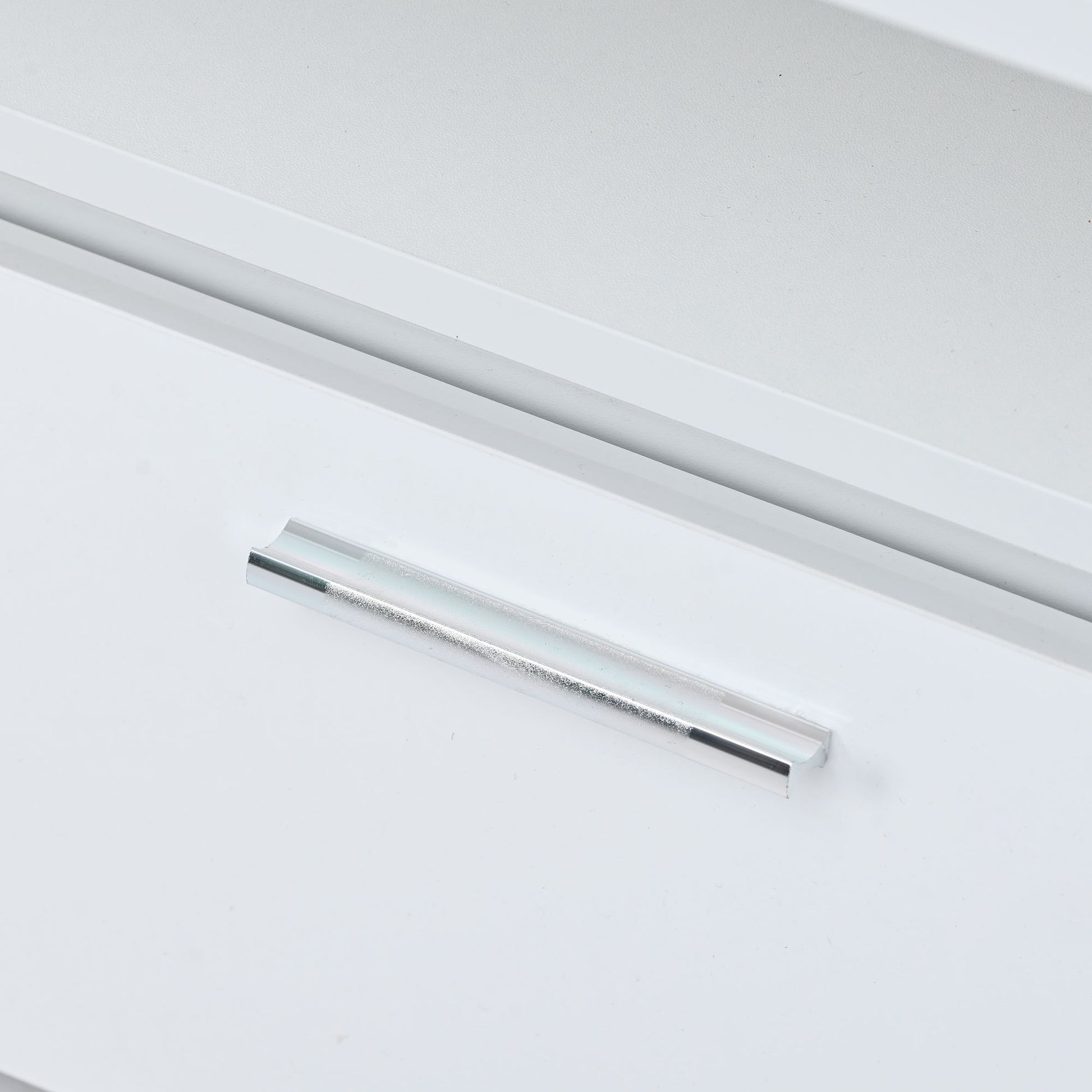 6Mm Glass Top Coffee Table With Open Shelves And Cabinets, Geometric Style Cocktail Table With Great Storage Capacity, Modernist 2 Tier Center Table For Living Room, White White Particle Board