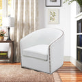 Trenton Swivel Arm Chair Milky Off White Foam Pu Leather