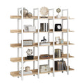 5 Tier Bookcase Home Office Open Bookshelf, Vintage Industrial Style Shelf, Mdf Board, White Metal Frame, Oak White Oak Mdf Steel