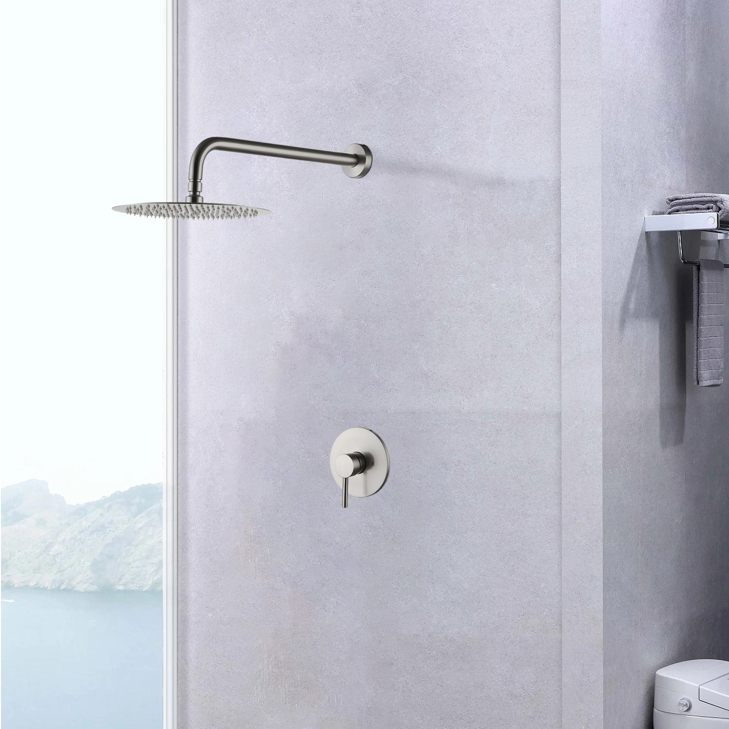 Wall Mounted Shower Faucet In Brushed Nickel Valve Included Brushed Nickel Brass