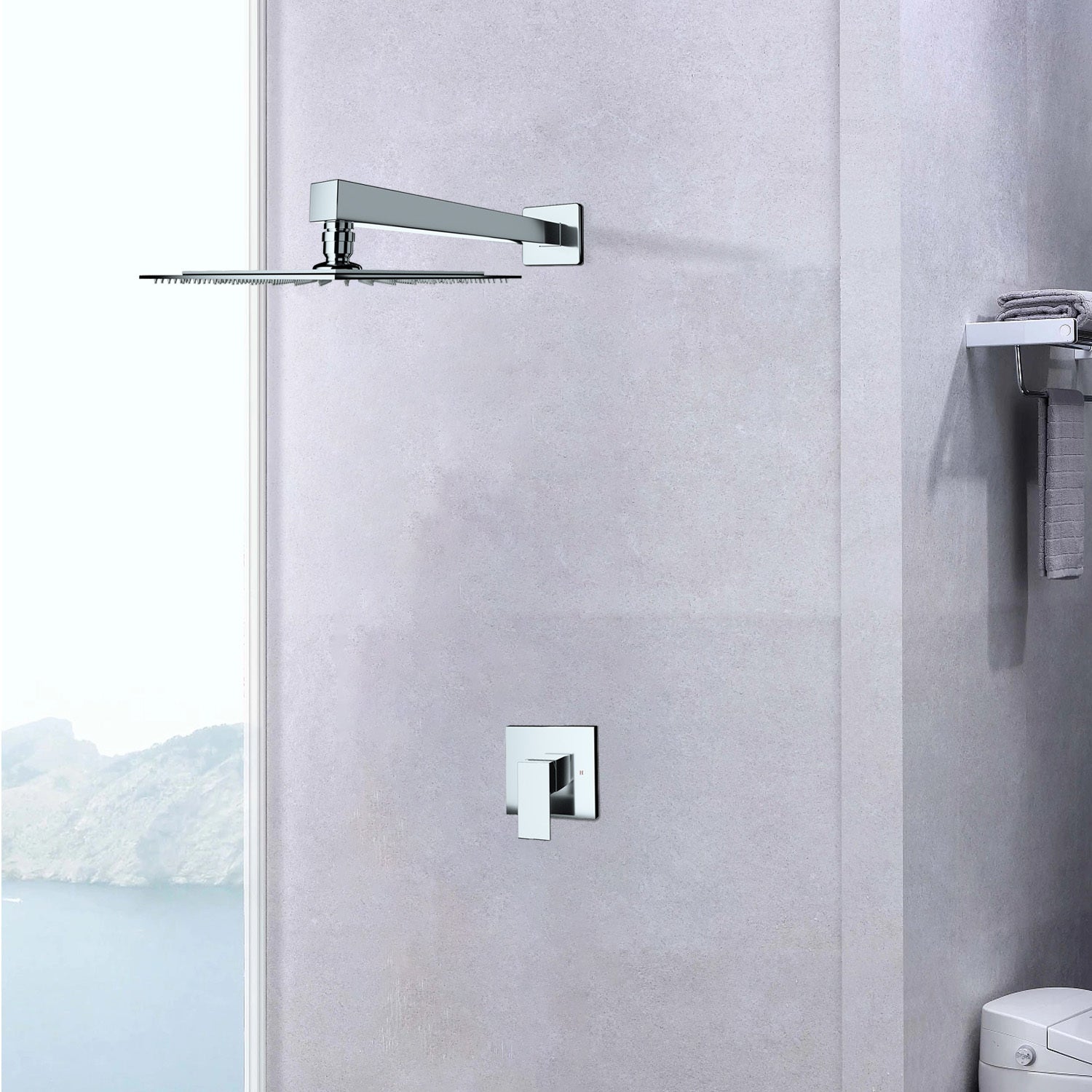 Wall Mounted Shower Faucet In Chrome Plated Valve Included Chrome Brass