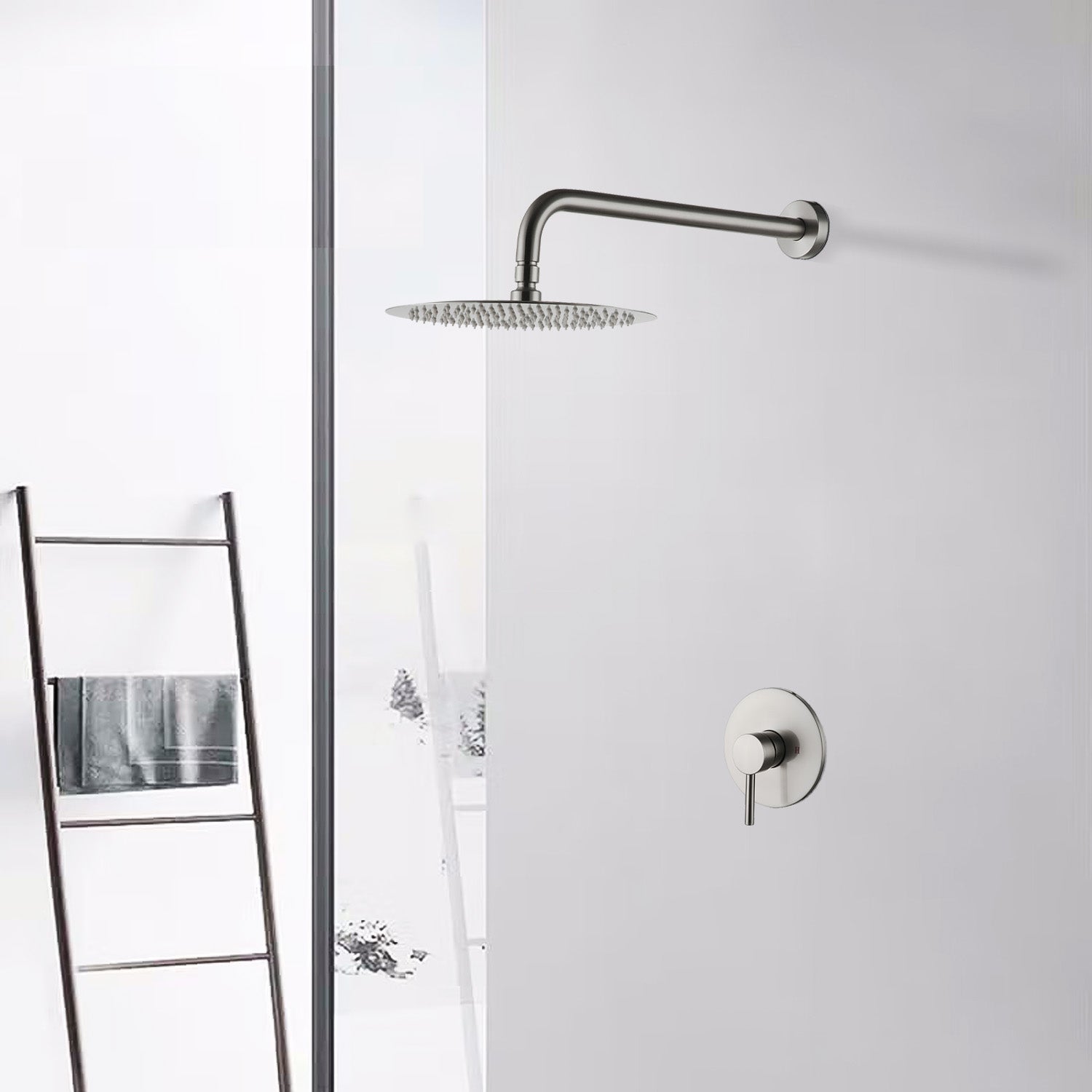 Wall Mounted Shower Faucet In Brushed Nickel Valve Included Brushed Nickel Brass