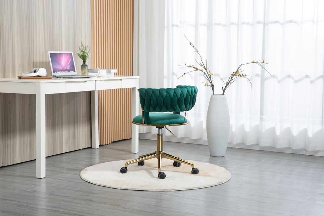 Coolmore Home Office Desk Chair, Vanity Chair, Modern Adjustable Home Computer Executive Chair Swivel Task Chair For Small Space, Living Room, Make Up, Studying Emerald Polyester