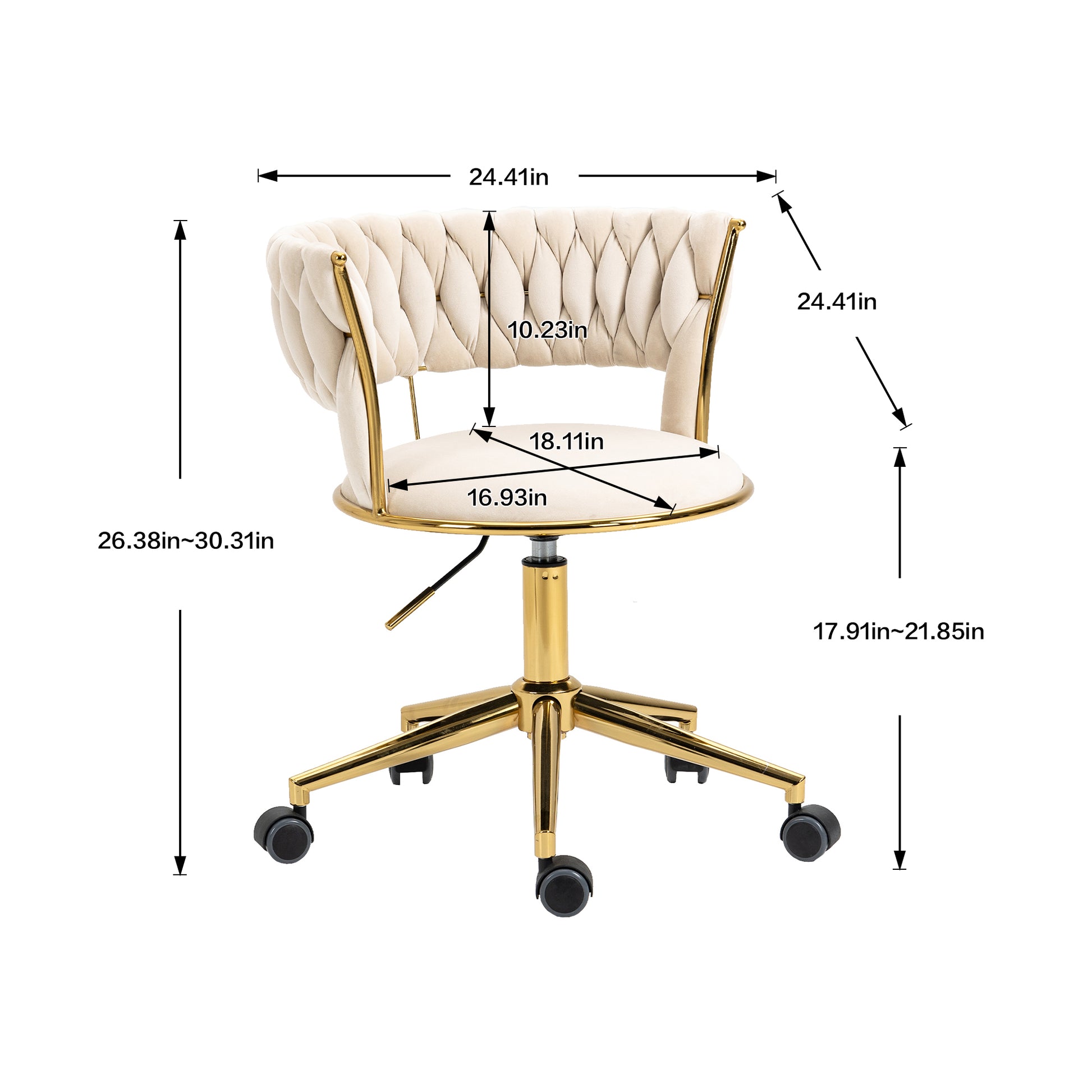 Coolmore Home Office Desk Chair, Vanity Chair, Modern Adjustable Home Computer Executive Chair Swivel Task Chair For Small Space, Living Room, Make Up, Studying Ivory Polyester