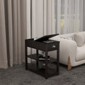 Narrow Sided Table With Drawers And Bottom Partition In Flip Over Design Brown Package Contains Two Products Brown White Mdf