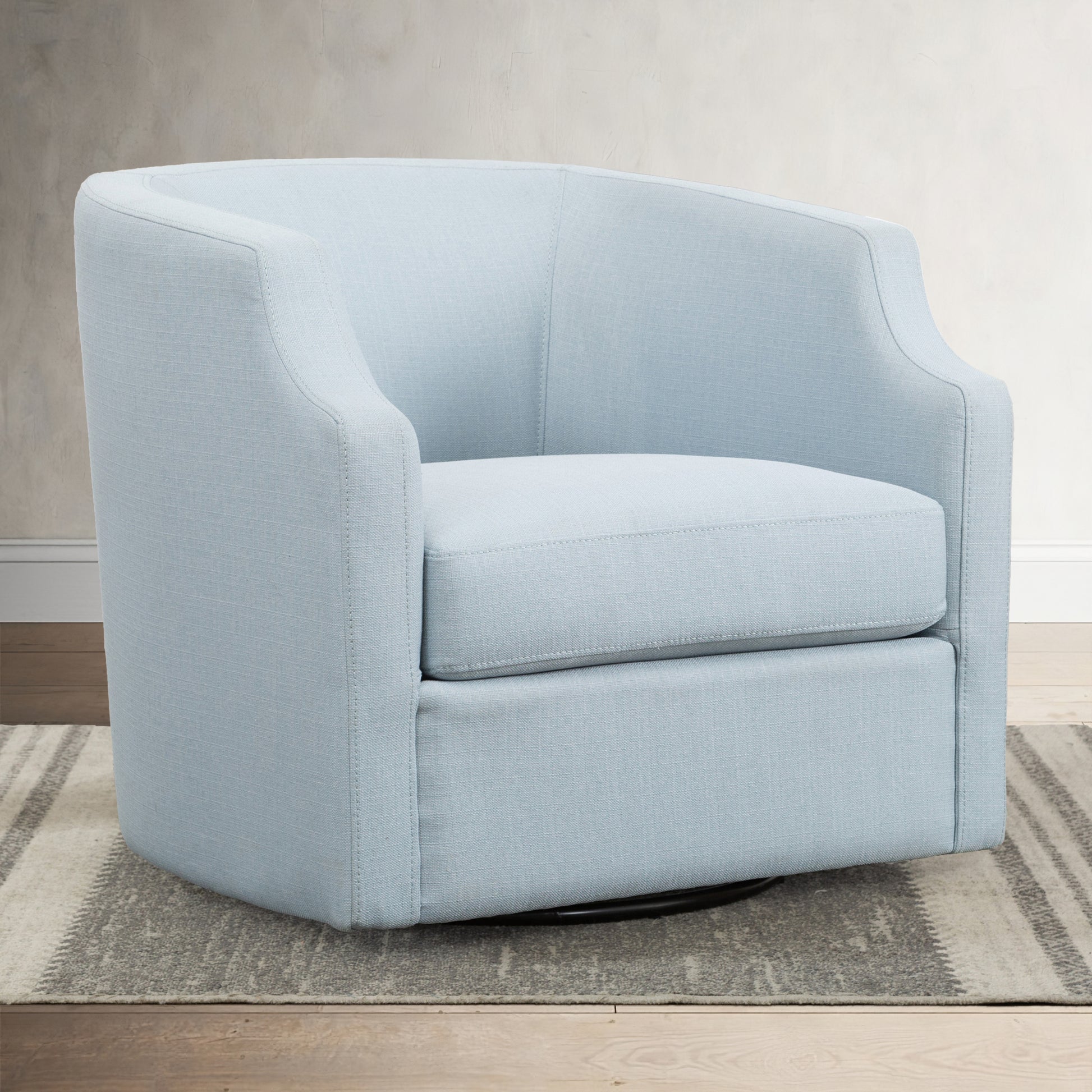 Isabelle Sky Blue Swivel Glider Barrel Chair Light Blue Foam Polyester