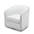 Trenton Swivel Arm Chair Milky Off White Foam Pu Leather