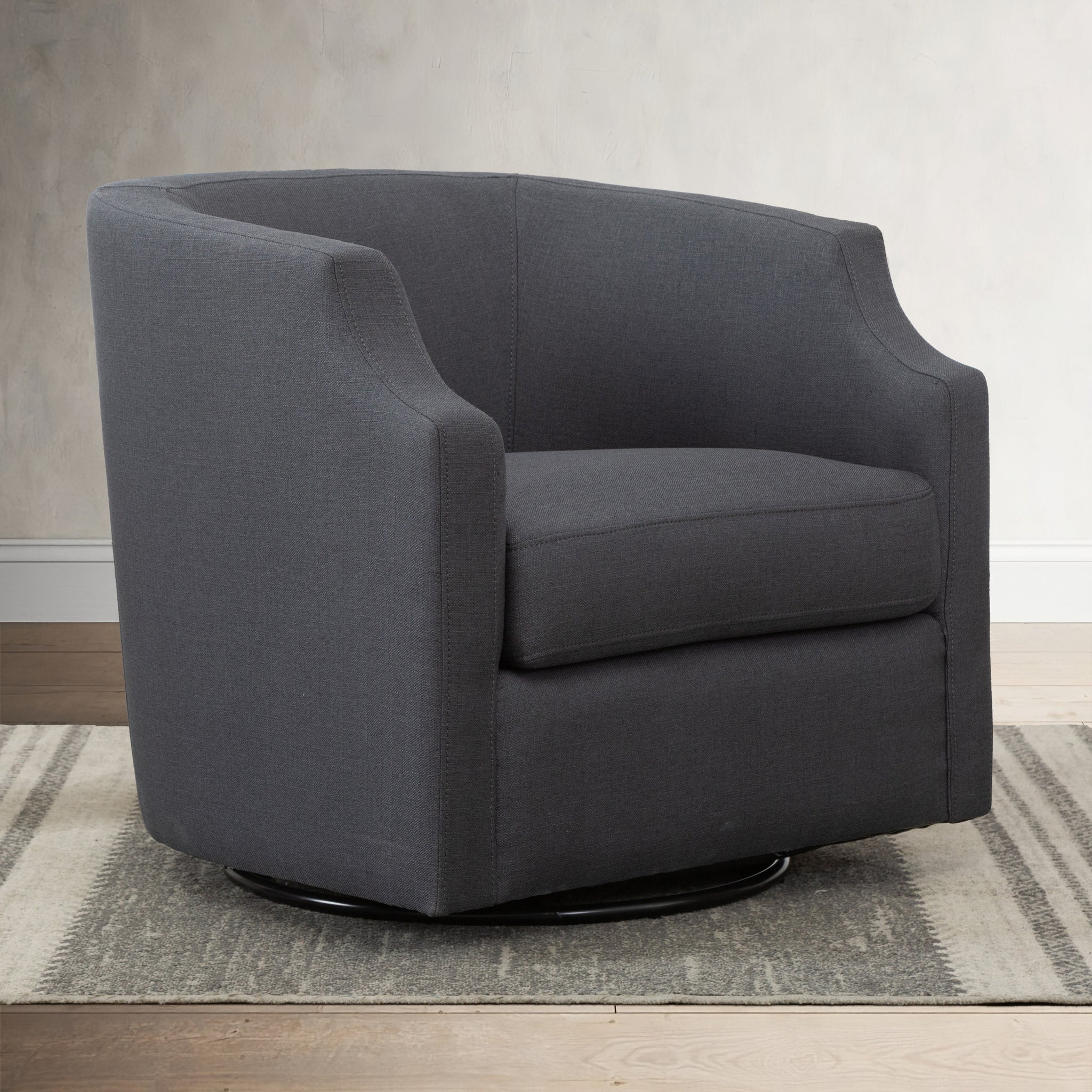 Isabelle Ashen Grey Swivel Glider Barrel Chair Grey Foam Polyester