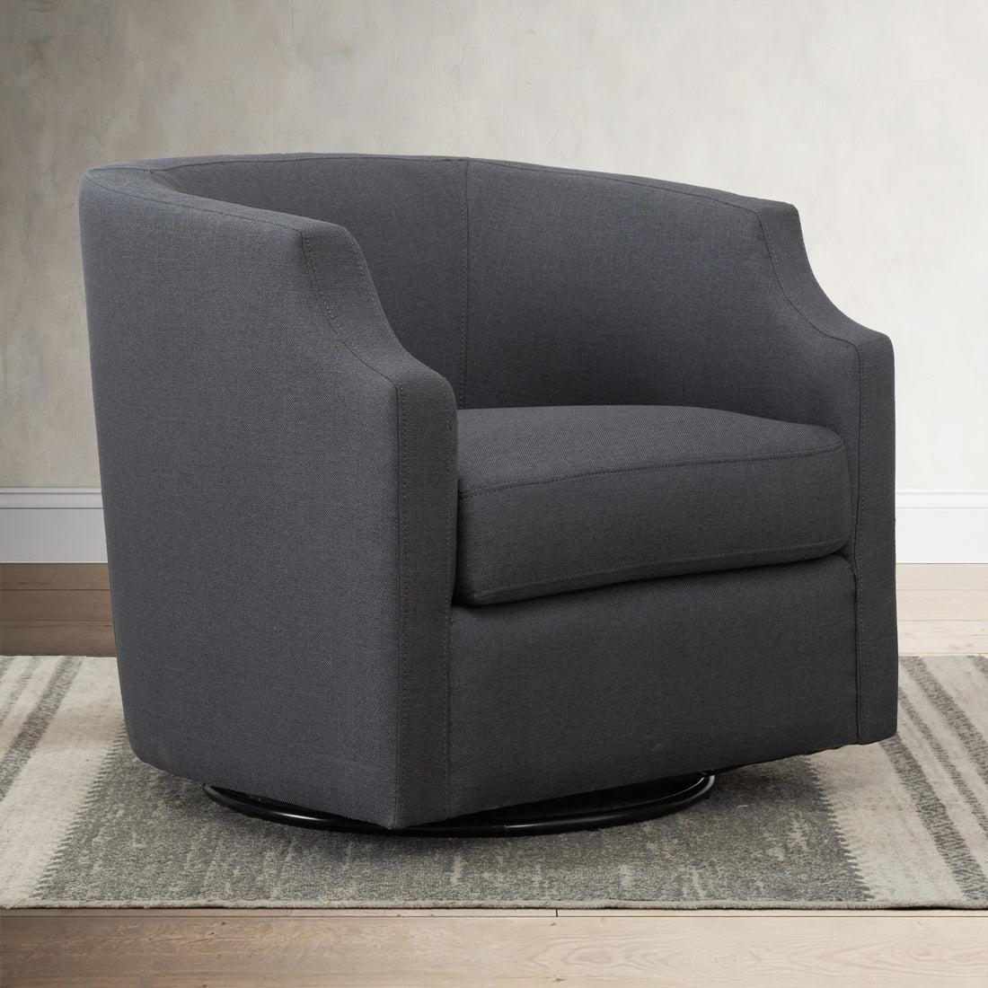 Isabelle Ashen Grey Swivel Glider Barrel Chair Grey Foam Polyester