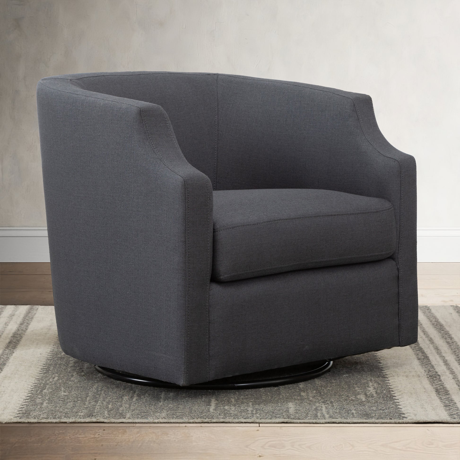 Isabelle Ashen Grey Swivel Glider Barrel Chair Grey Foam Polyester