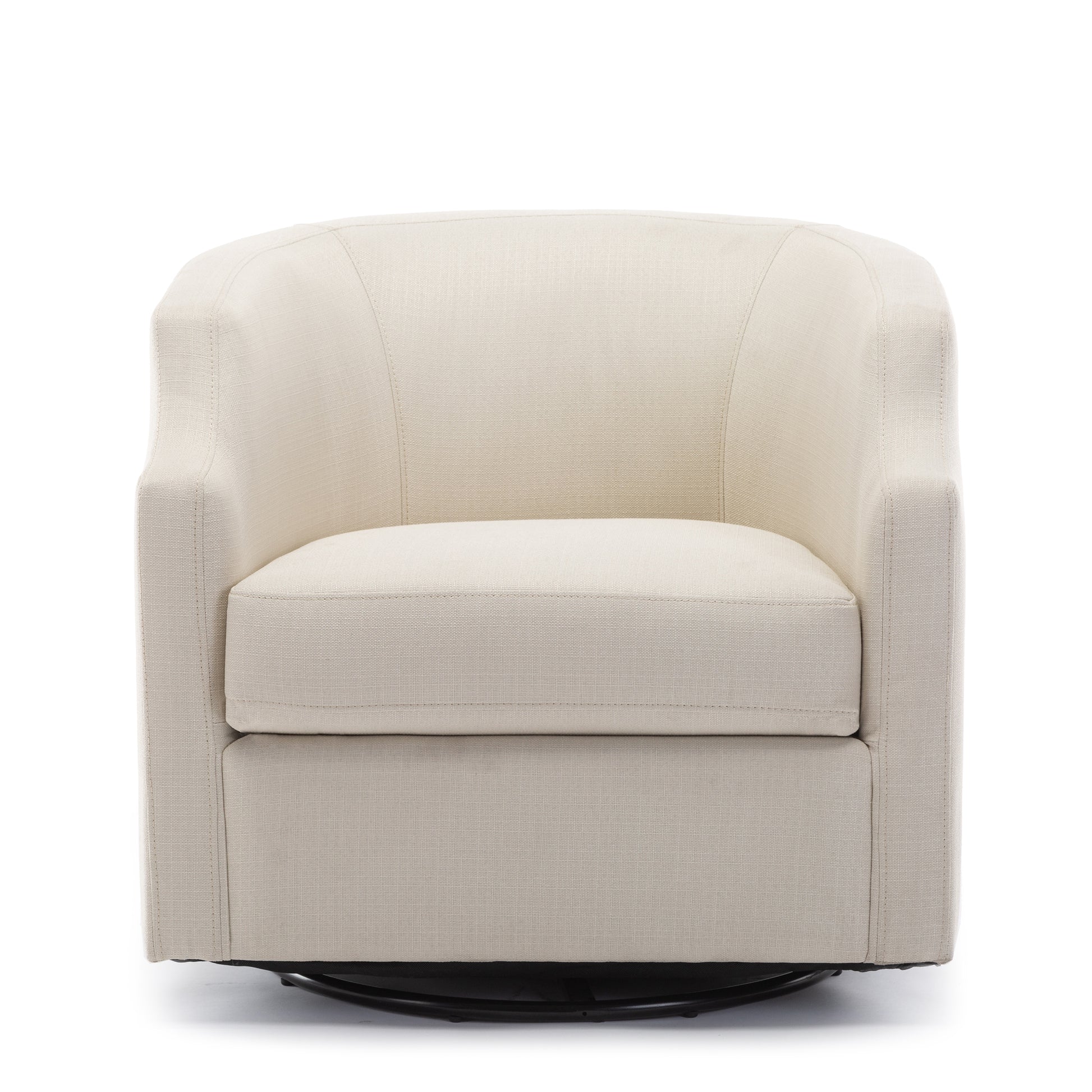 Isabelle Linen Swivel Glider Barrel Chair Natural Foam Polyester