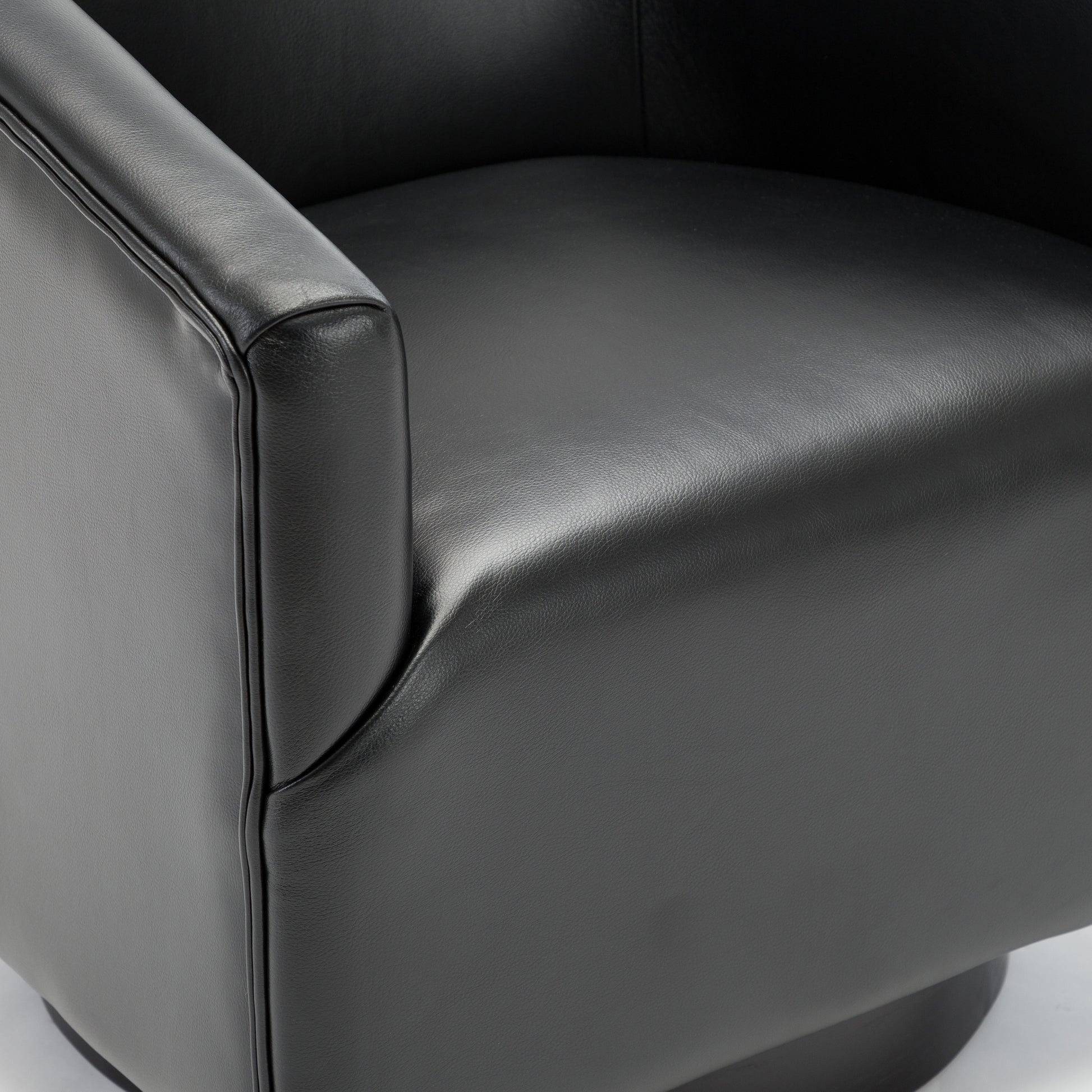 Garland Black Wood Base Swivel Chair Black Foam Pu Leather