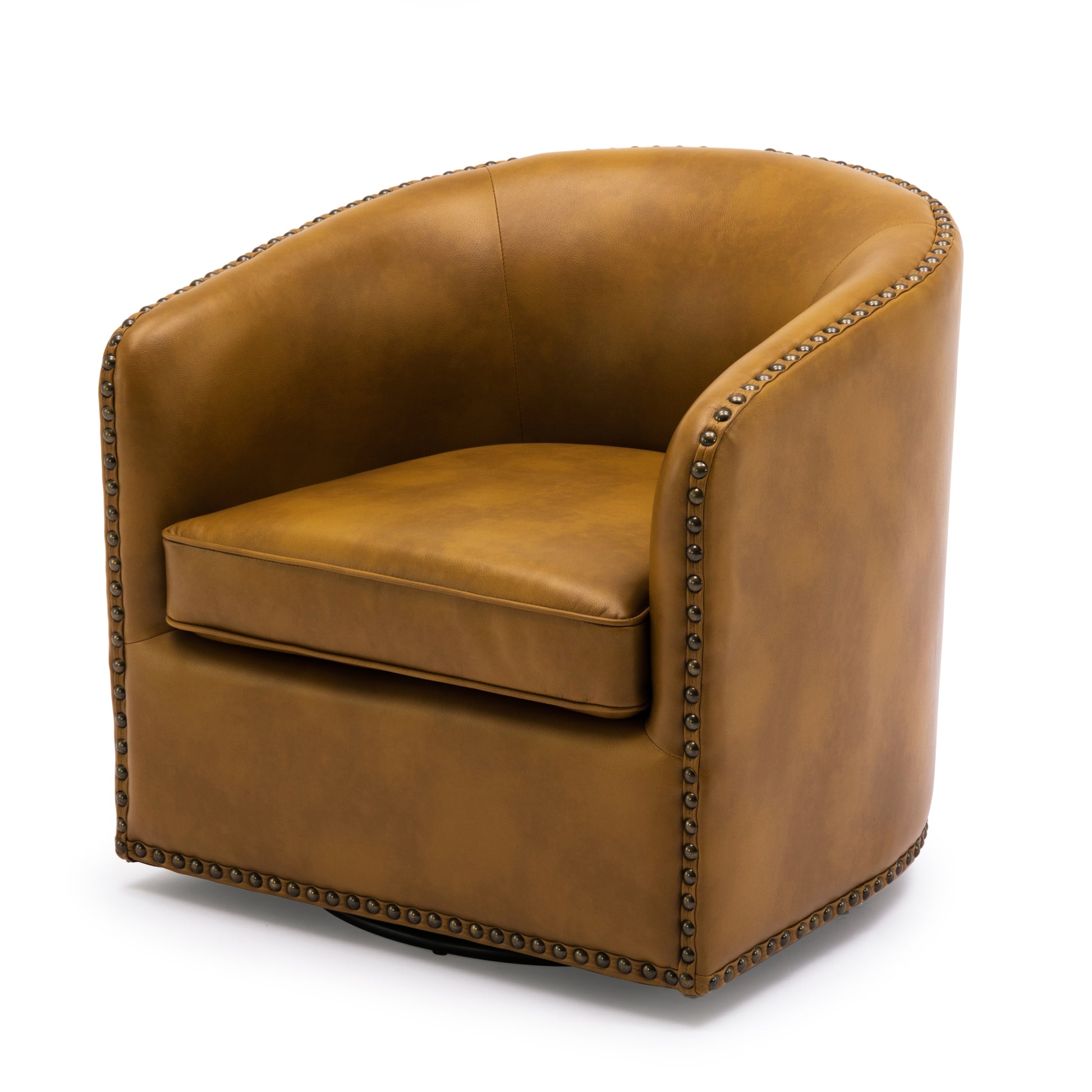 Trenton Swivel Arm Chair Camel Camel Foam Pu Leather