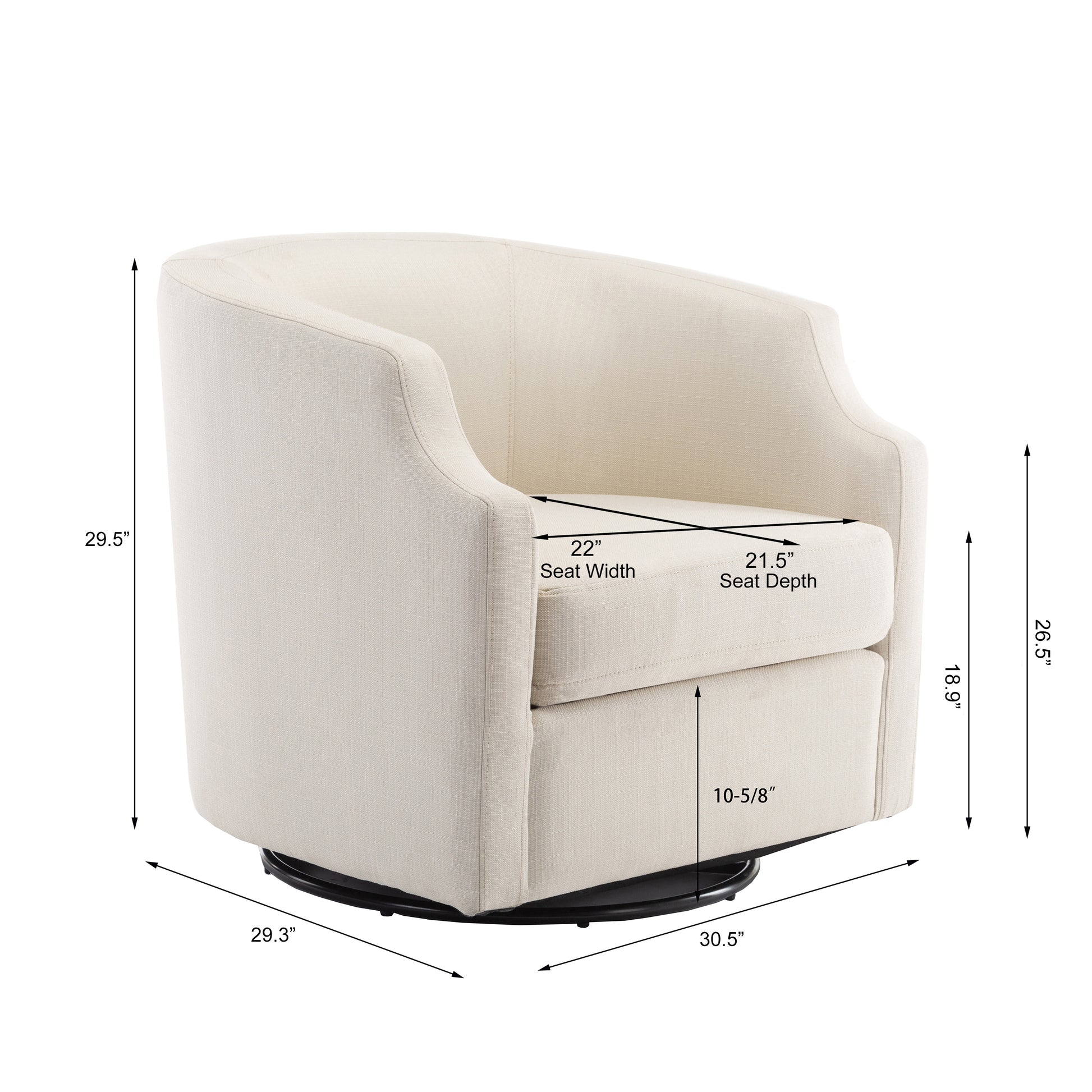 Isabelle Linen Swivel Glider Barrel Chair Natural Foam Polyester