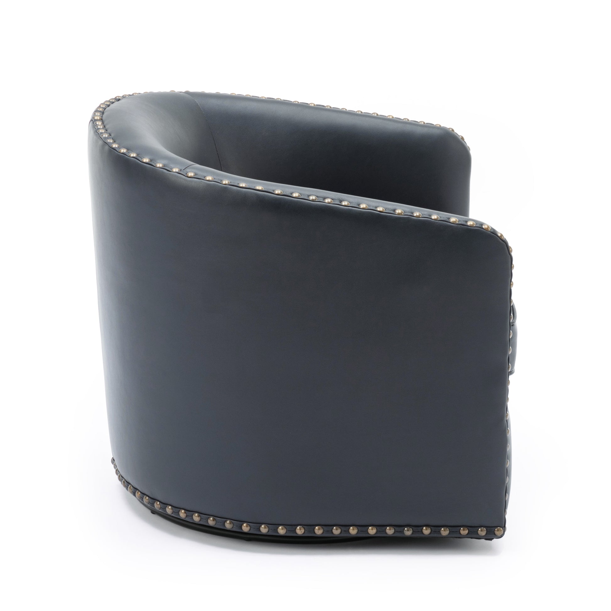 Trenton Swivel Arm Chair Midnight Blue Dark Blue Foam Pu Leather
