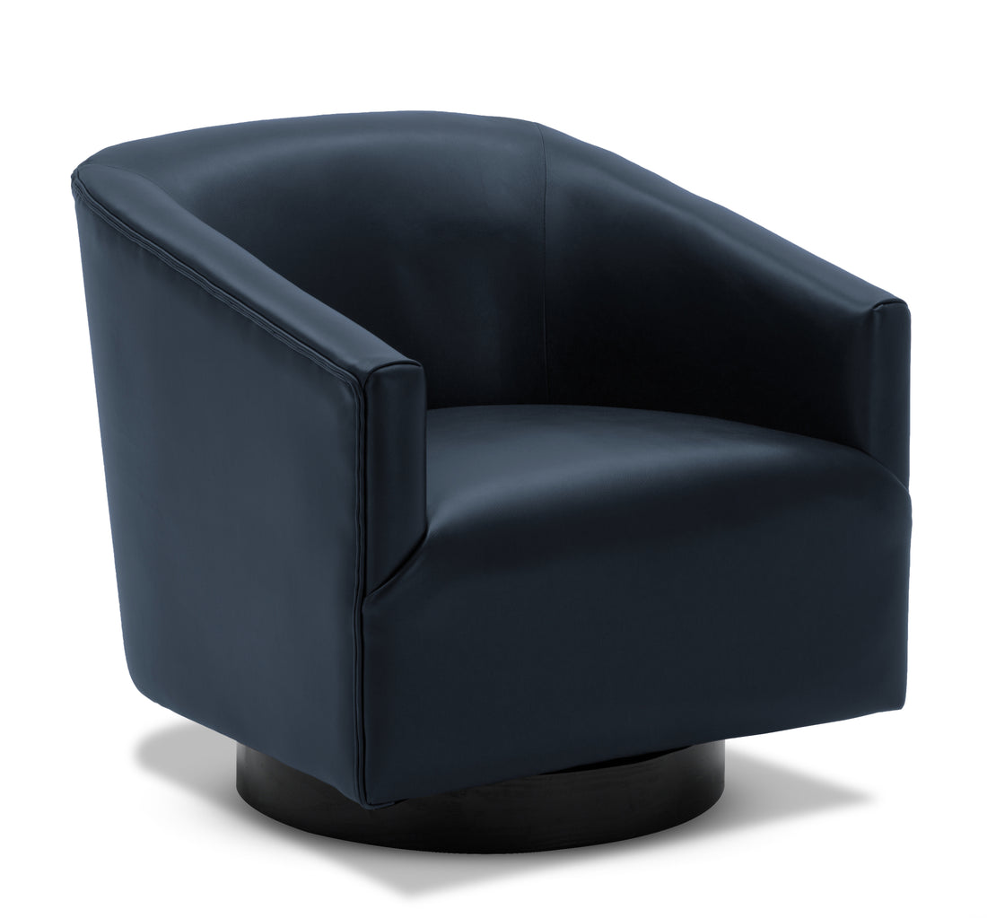 Garland Midnight Blue Wood Base Swivel Chair Blue Foam Pu Leather