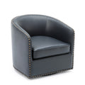 Trenton Swivel Arm Chair Midnight Blue Dark Blue Foam Pu Leather