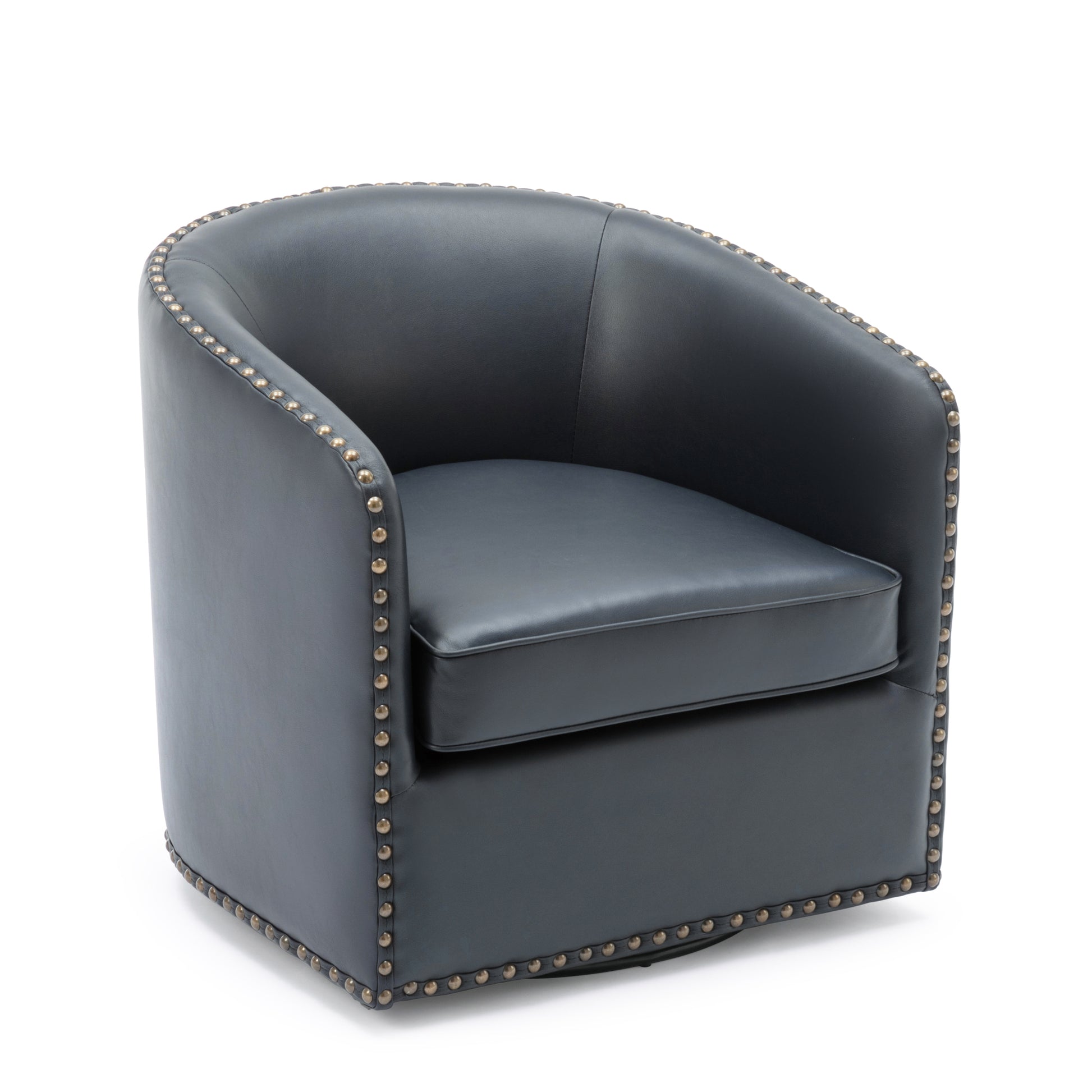Trenton Swivel Arm Chair Midnight Blue Dark Blue Foam Pu Leather