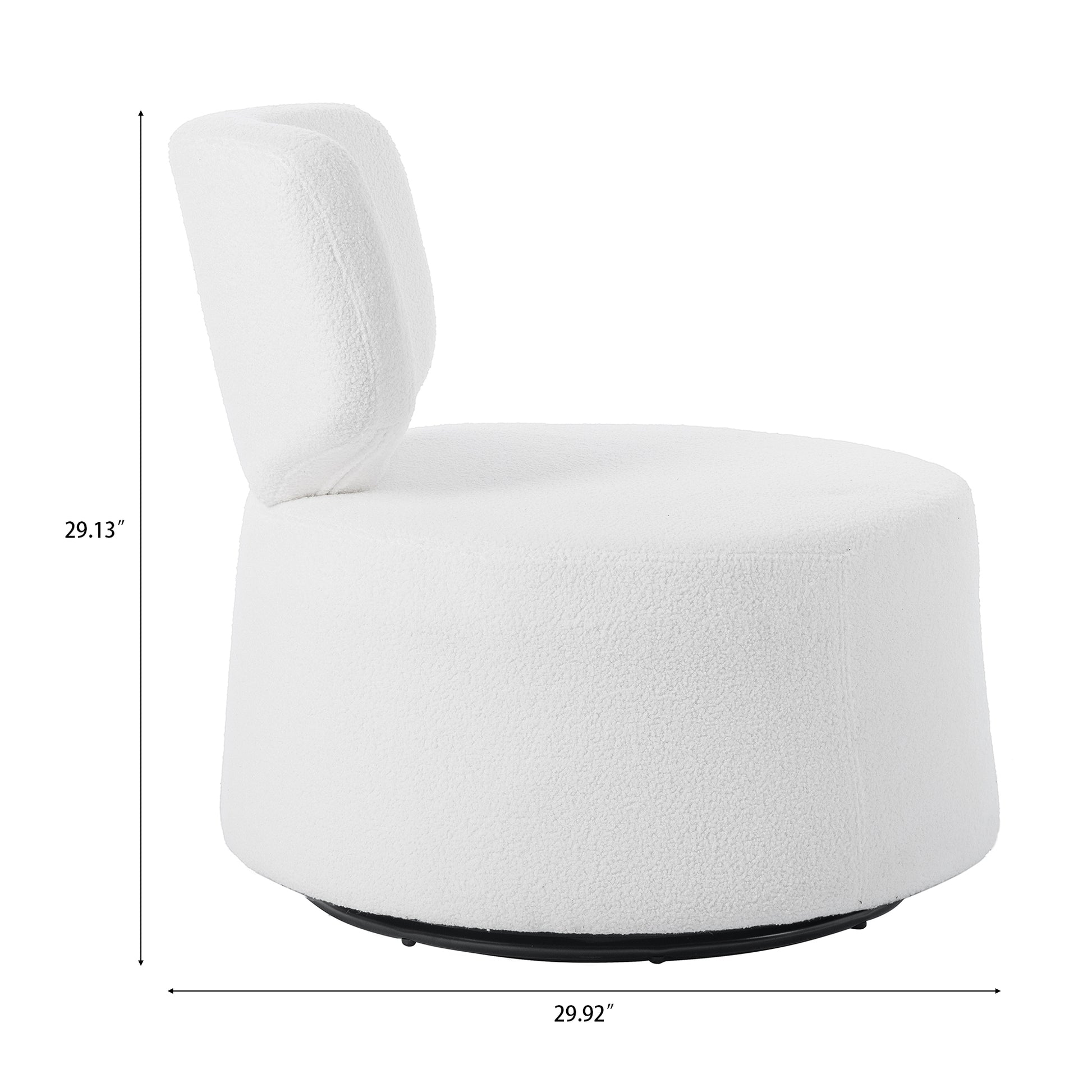 29.13" Wide Swivel Chair White Plush Plush