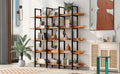 5 Tier Bookcase Home Office Open Bookshelf, Vintage Industrial Style Shelf, Mdf Board, Black Metal Frame, Brown Black Brown Mdf Steel