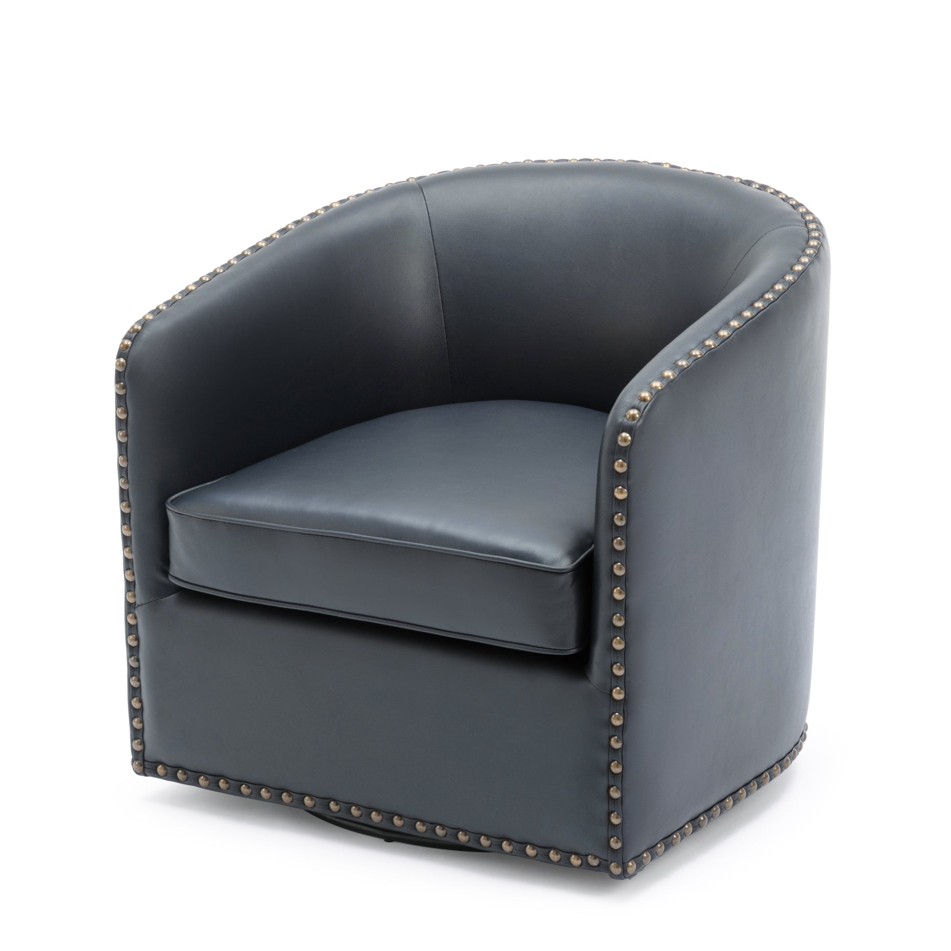 Trenton Swivel Arm Chair Midnight Blue Dark Blue Foam Pu Leather