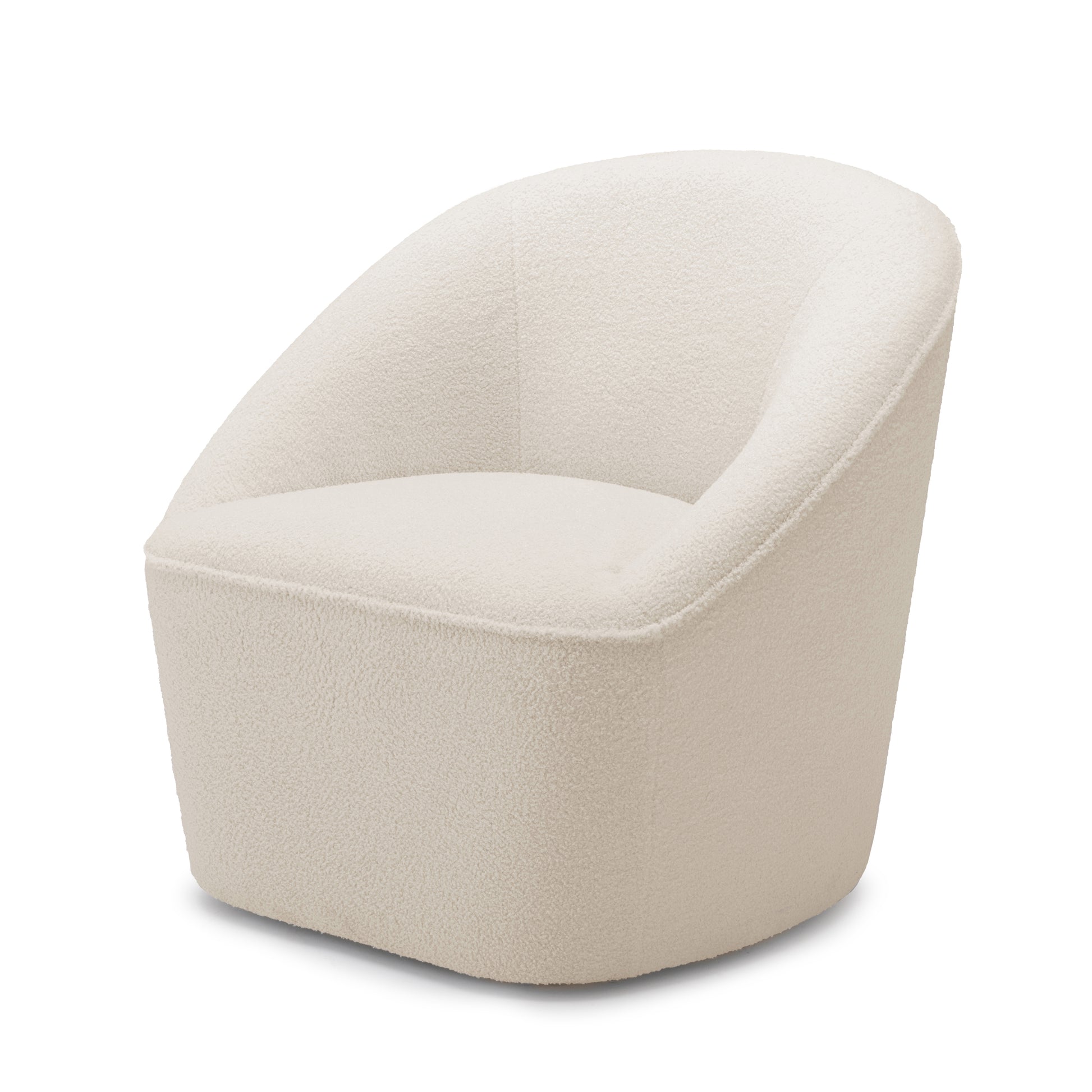 Anson Boucle Swivel Chair Off White Foam Fabric