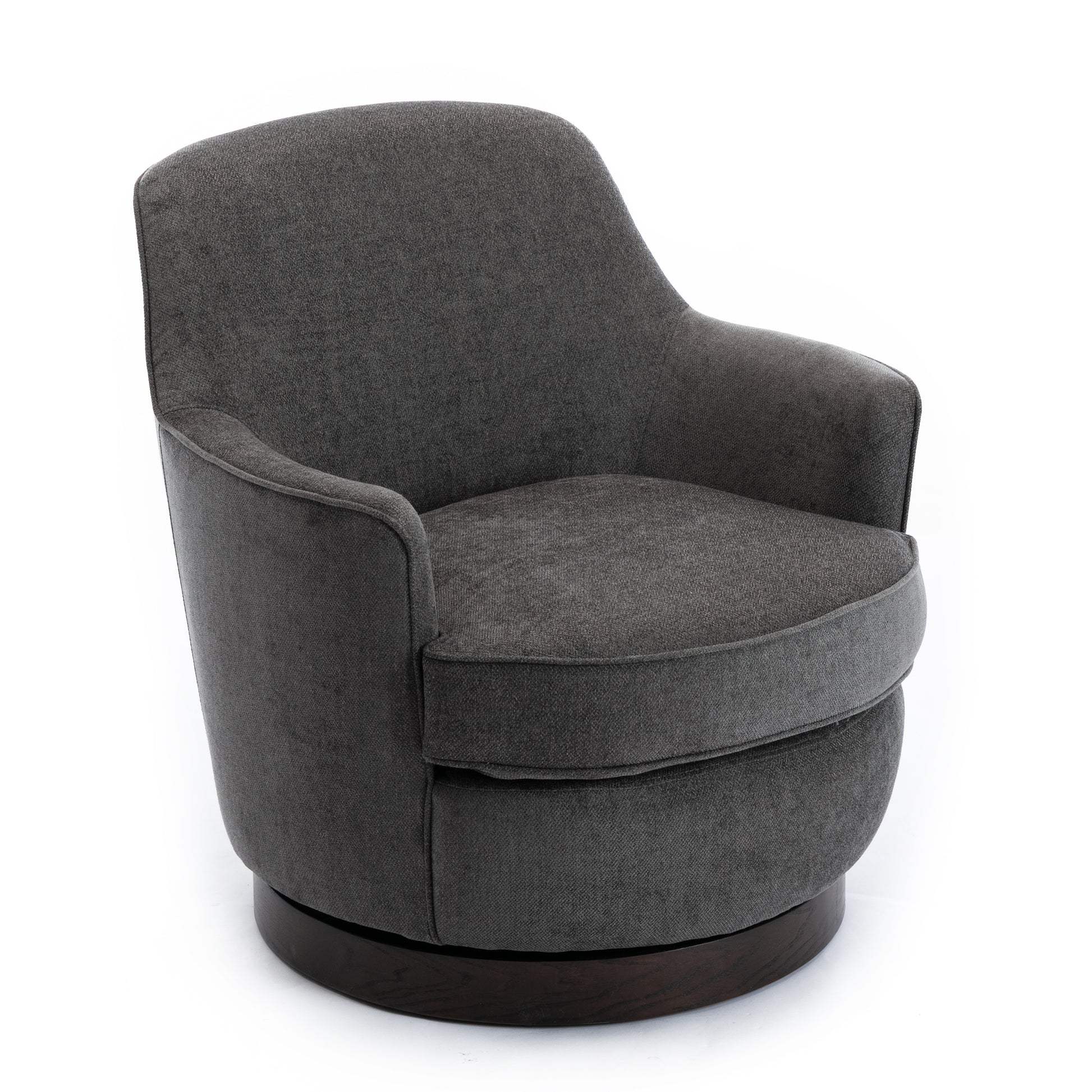 Richfield Charcoal Wood Base Swivel Chair Charcoal Grey Foam Polyester